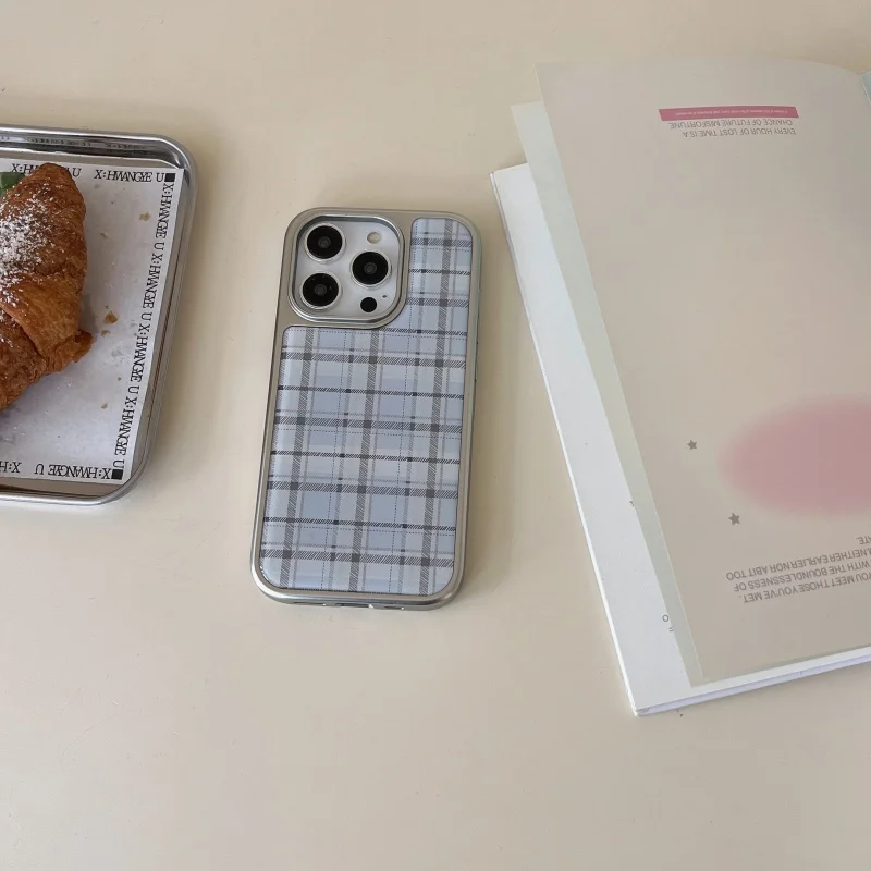 Phone Cases Y2K - Coreano Ins Epossidico Blu Plaid Modello