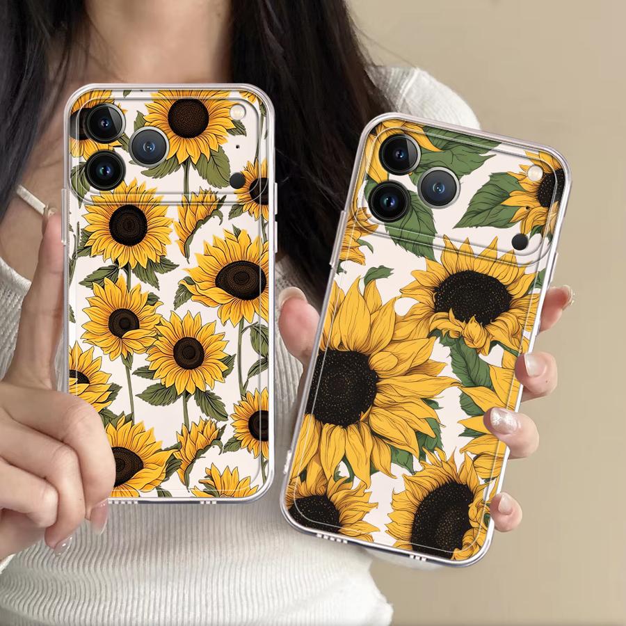 Phone Cases Xs Max - Custodia Trasparente con Motivo Girasole Carino