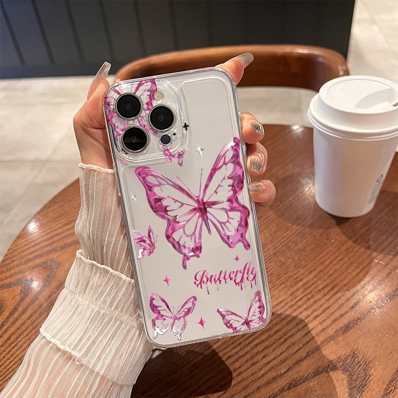 Phone Cases Y2K - Cover Trasparente Antiurto Y2K Glitter Butterfly